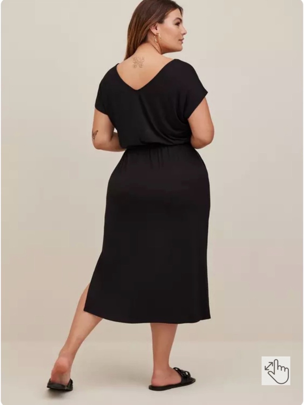 torrid Black V-Neck Drawstring Midi Dress - Picture 2 of 9